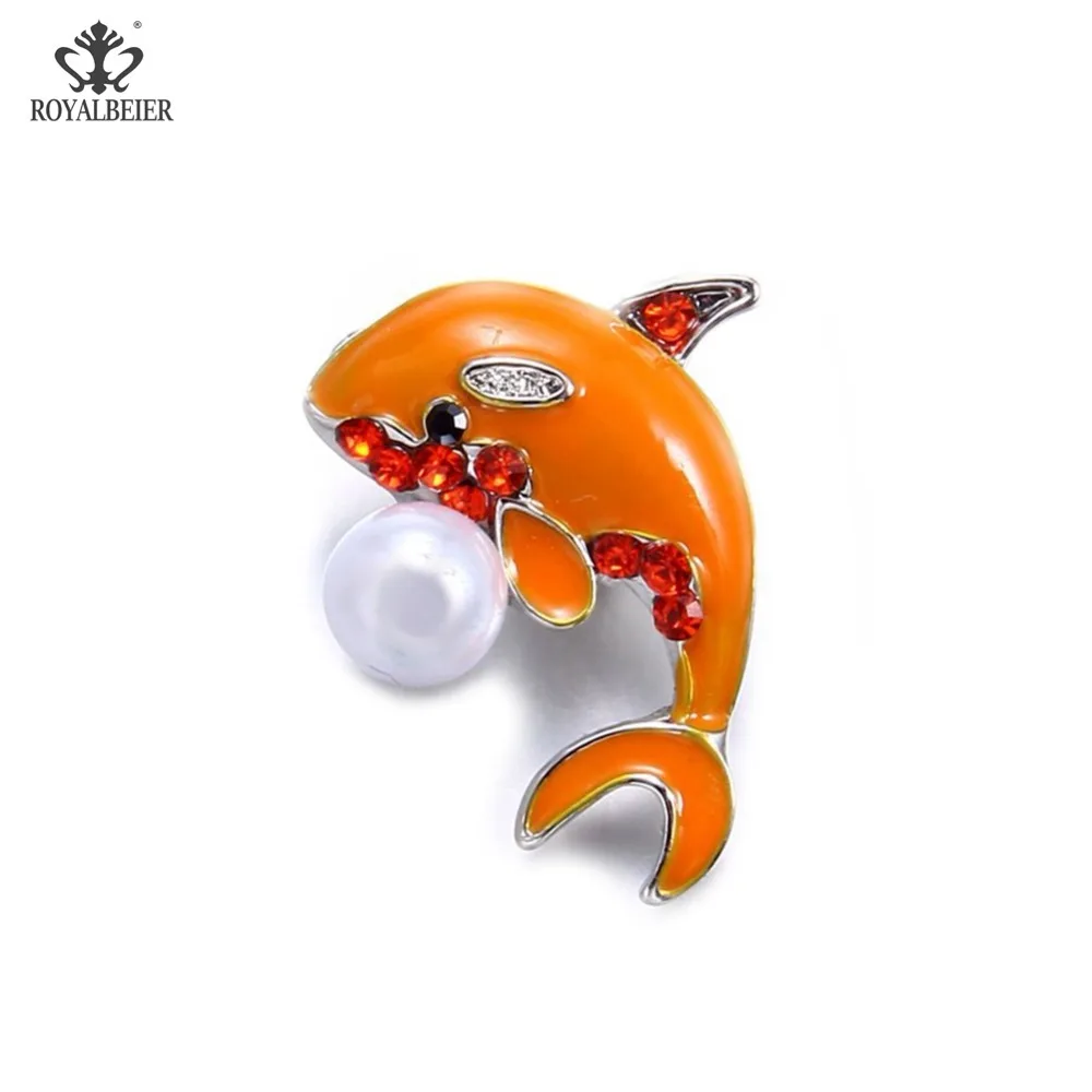 Royalbeier Dophine кнопки Wth горный хрусталь милые животные металлическая кнопка 18 мм Красочные амулеты «сделай сам» для браслет с застежкой ювелирные изделия
