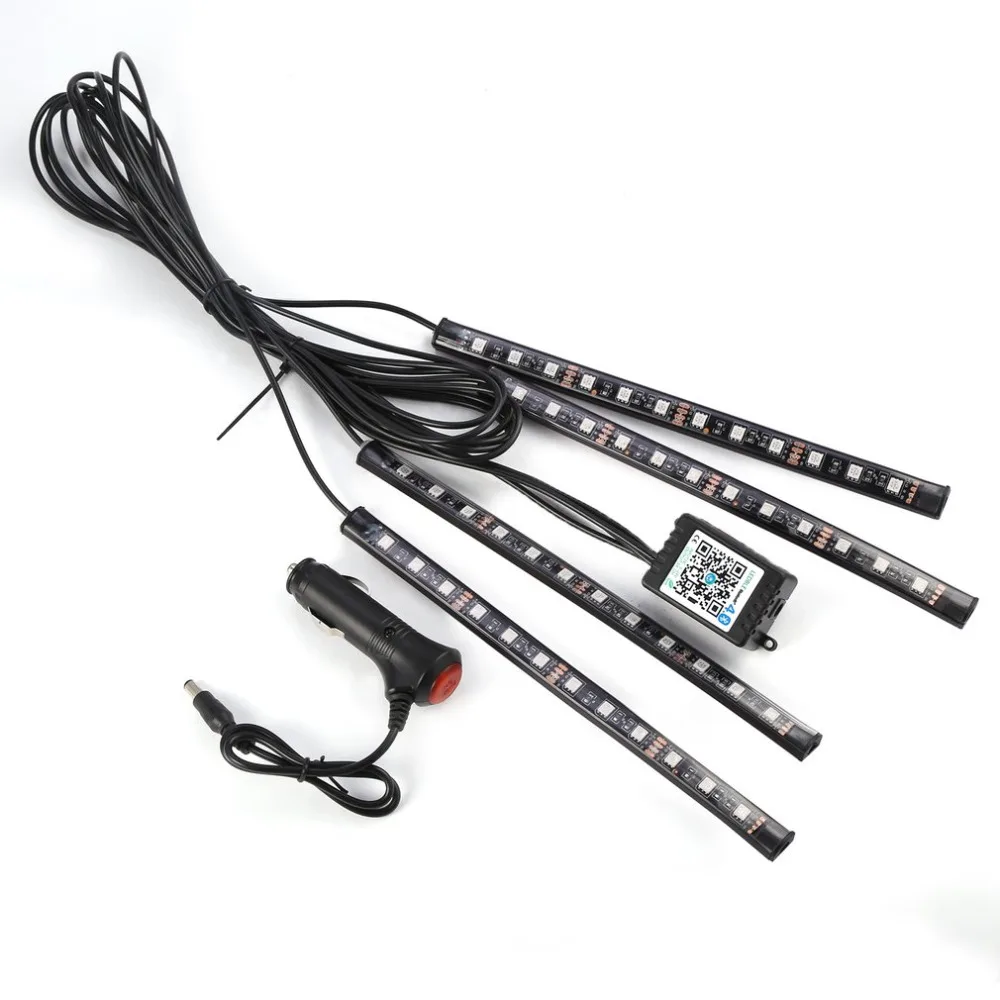 

12LED 2800K Waterproof Car Styling Wireless Voice +APP Control Interior Floor Foot Decoration Light LED RGB Neon Lamp Strip