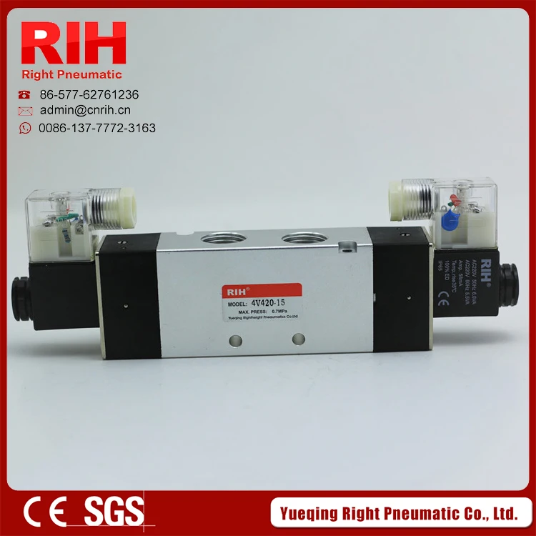 5way 2 position 4V420 15 pneumatic double coil solenoid Valve 3/8