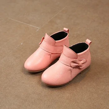 

MXHY2019spring, autumn and winter new girls' leather cotton shoes children's velvet short boots princess shoes high uppers boot