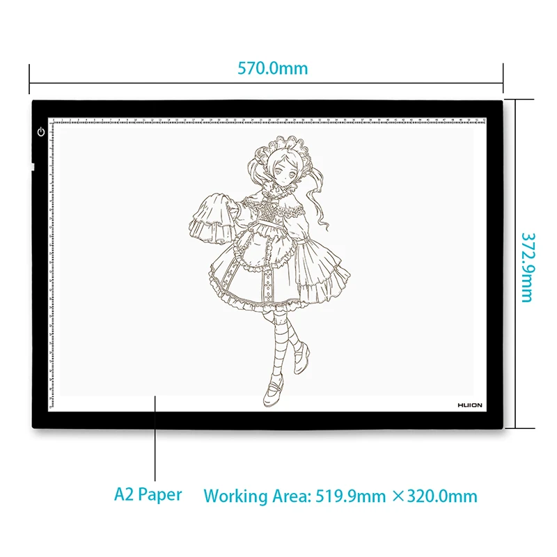 Huion A2 светодиодный светильник для трассировки ультра тонкий светильник для профессиональной анимации светодиодный светильник для трассировки панели