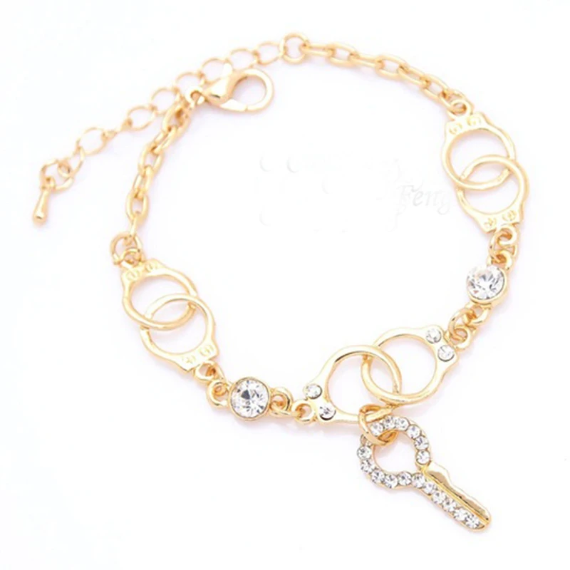 New Trendy Women Girl s key shape Austrian Crystal Bracelet Bangle Gift font b Jewelry b