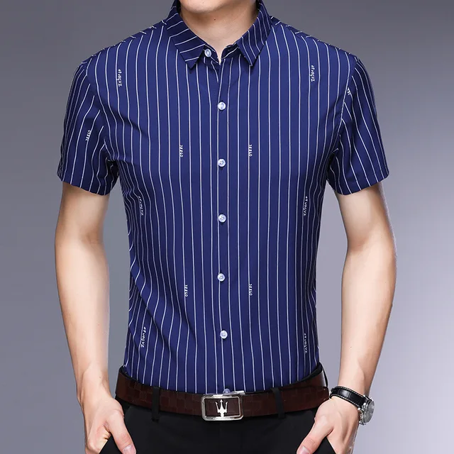 Men Shirt Mens Business Casual Shirts 2018 New Summer Men brand