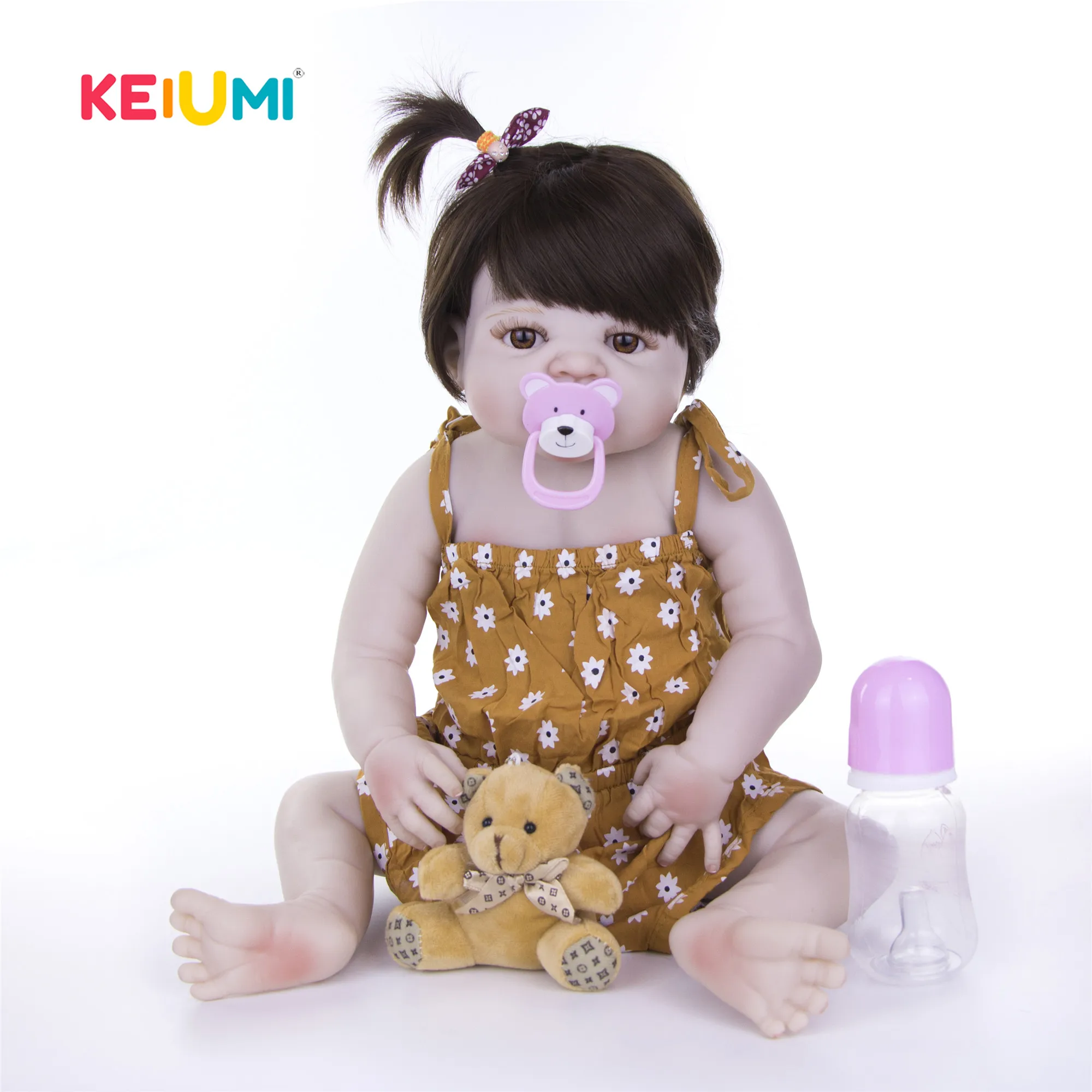 

KEIUMI 23" 57 CM Beautiful Baby Reborn Silicone Full Body Dolls Reborn Realistic Cute Boneca Toy For Kids Birthday Surprise