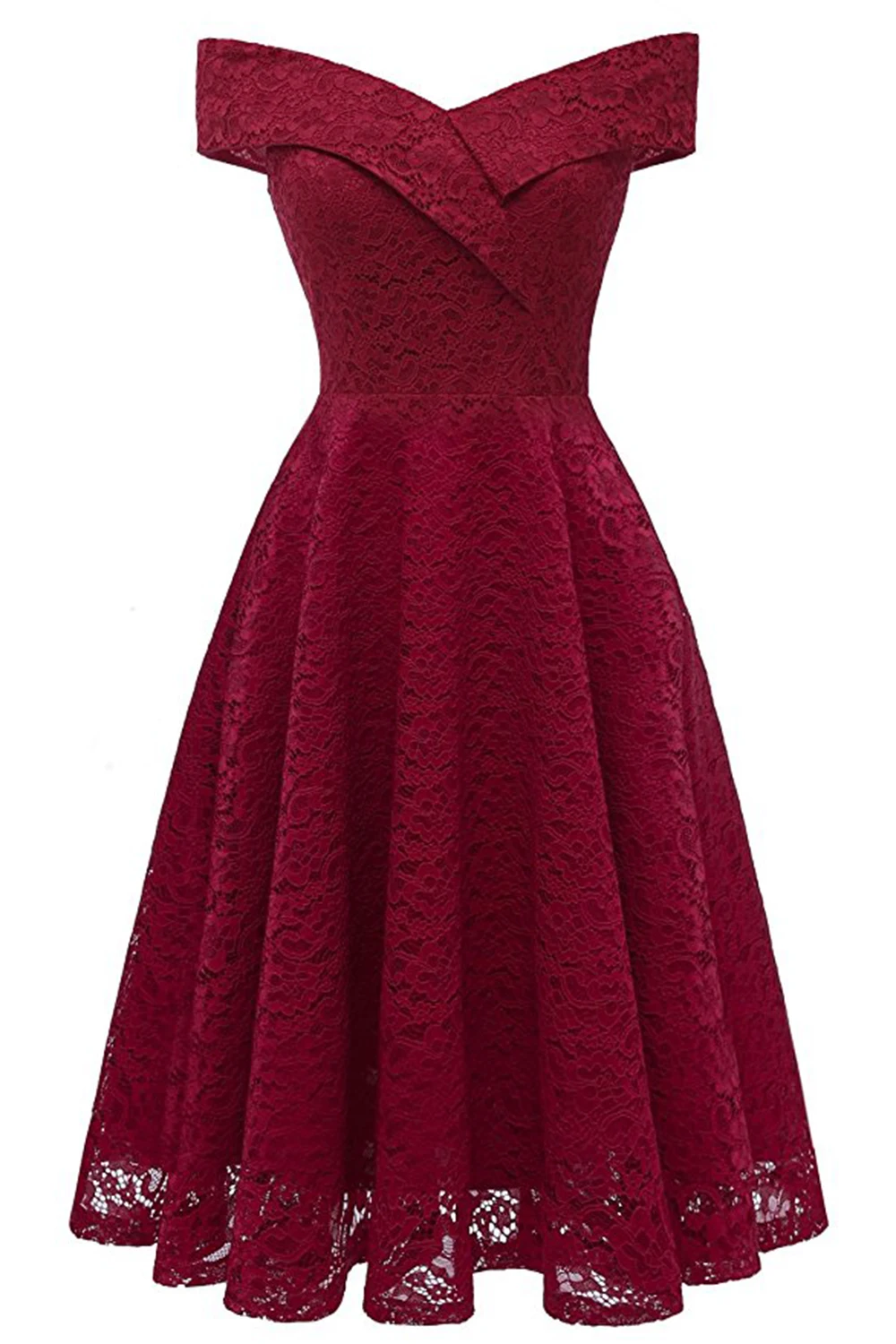 Elegant A-Line V-Neckline Lace Cocktail Dress | Uniqistic.com