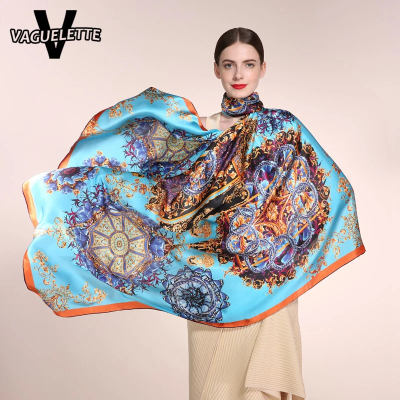 100 Silk Scarf Square Luxury Brand Big Size Shawls And Scarves Printed
