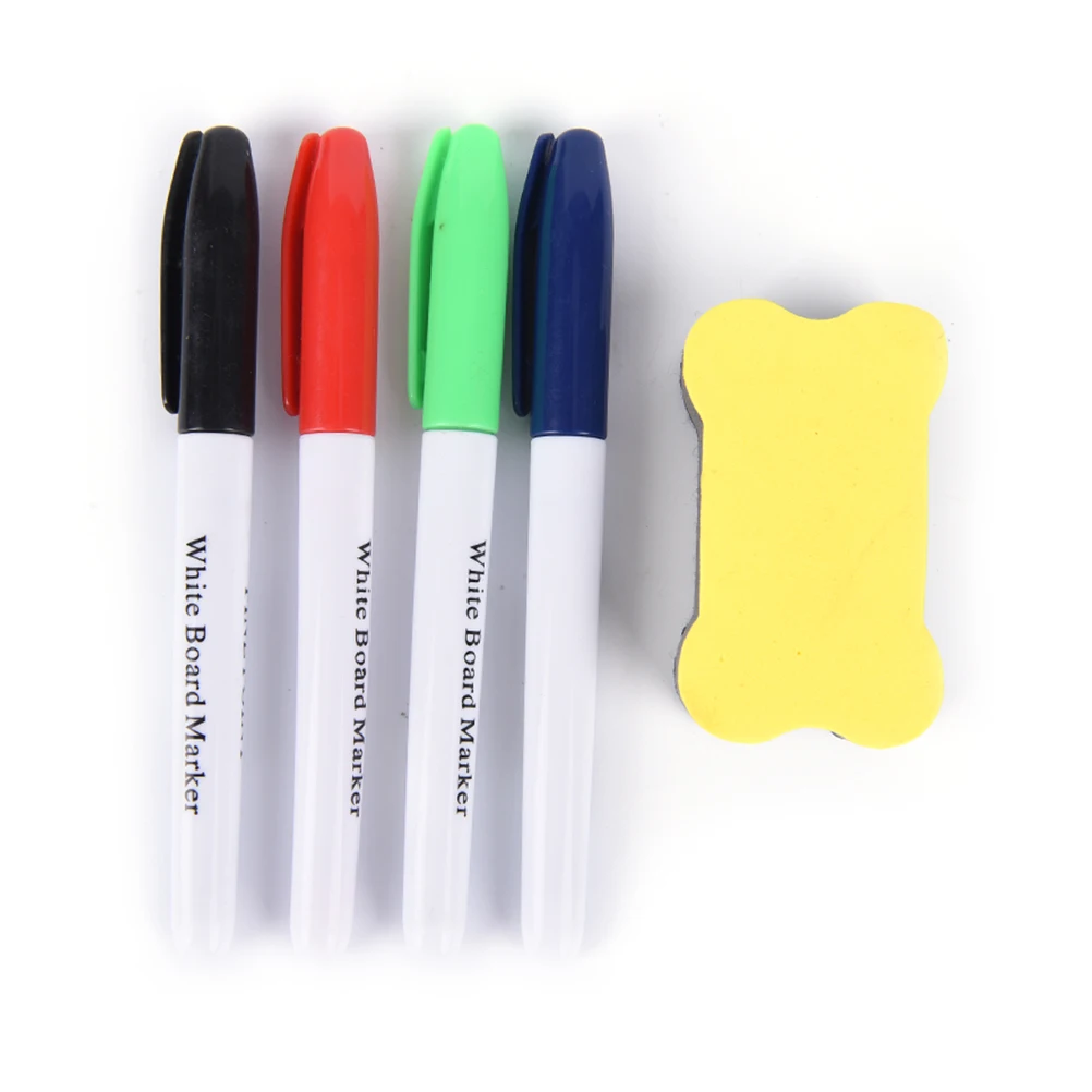 

5Pcs Maker Pen White Board Maker Whiteboard Marker Liquid Chalk Erasable Pen with Whiteboard Eraser Office School Suppl