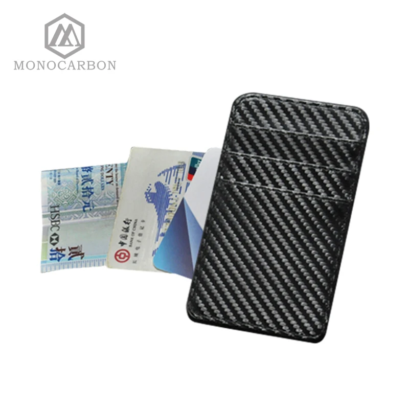 Monocarbon многофункциональный шаблон PU углеродного волокна Для мужчин ID кредитных карт держатели PU кожа имя карты кошелек