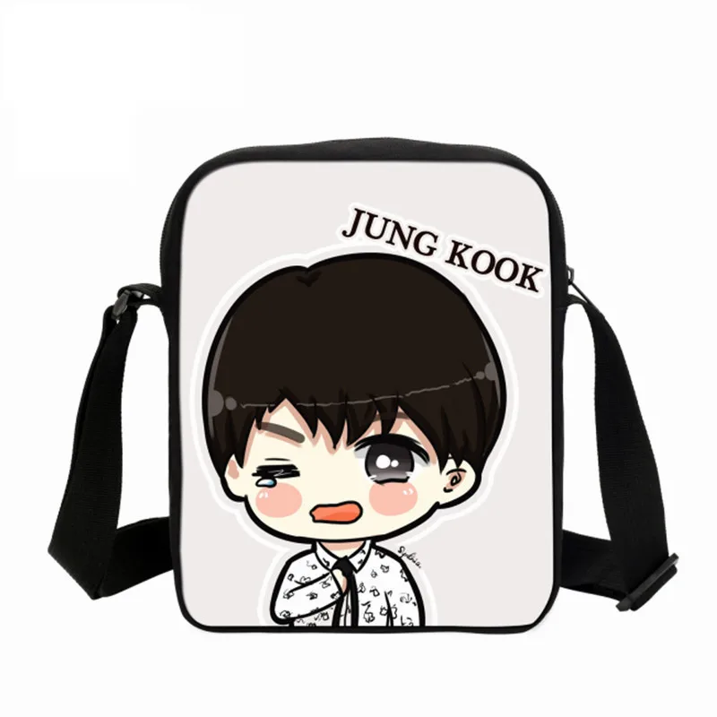 Сумки в Корейском стиле, милые сумки-почтальонки с рисунком из мультфильма SUGA Rap Monster JIN J-HOPE JUNG KOOK JIMIN V, сумки через плечо