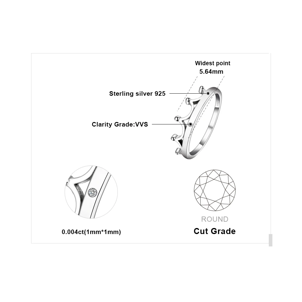 JewelryPalace винтажные фианитами Корона кольцо для женщин 925 серебро Fine Jewelry