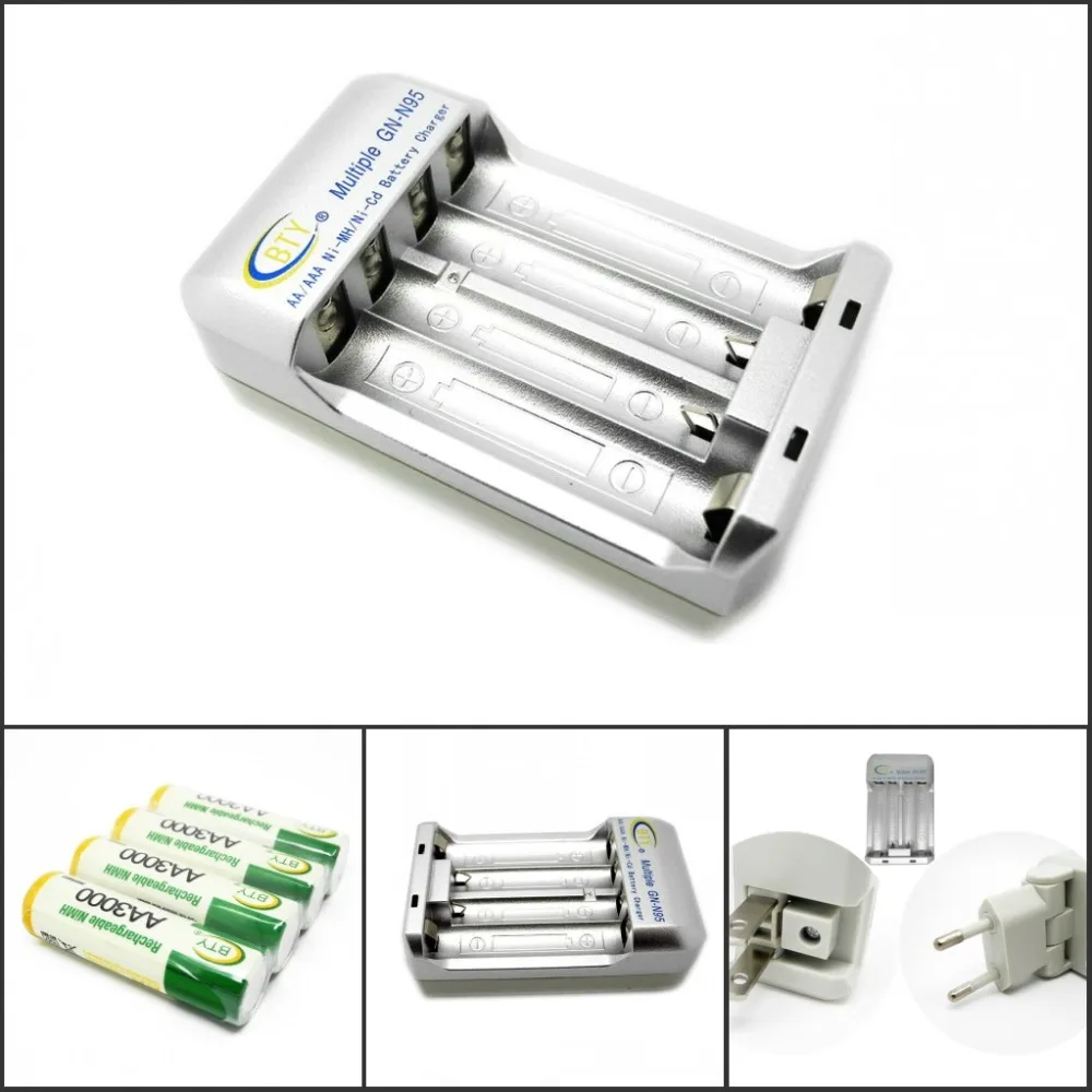 BTY N95 AA AAA аккумулятор EU зарядное устройство с 4x 3000 series 850mAh 1 2 V Ni-MH | Электроника
