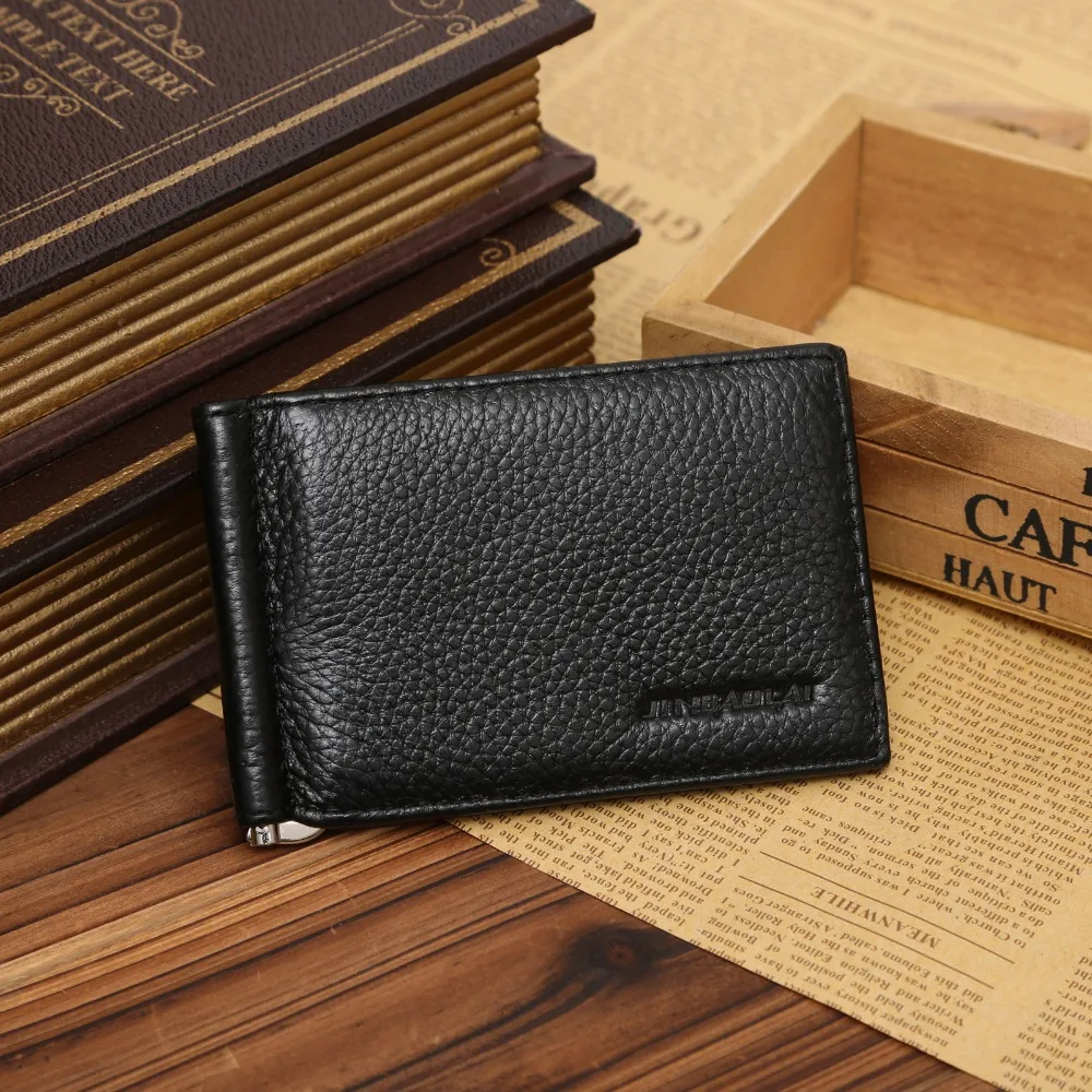 Genuine Leather Men Wallet Purse Case Bill Male Slim Clamp Money Clip Metal Holder Thin Cash Credit Card