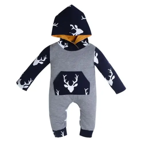 

Infant Baby Boy Warm Clothes Long Sleeve Deer print Baby Rompers Jumpsuit Baby Autumn Winter Clothes 0-18 Months