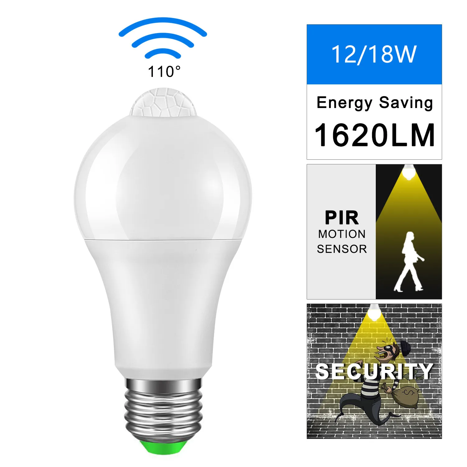 

led Motion Sensor Lamp AC 85-265VDusk to Dawn Light Bulb E27 with Sensor Smart light bulb 12W 18W Day Night light