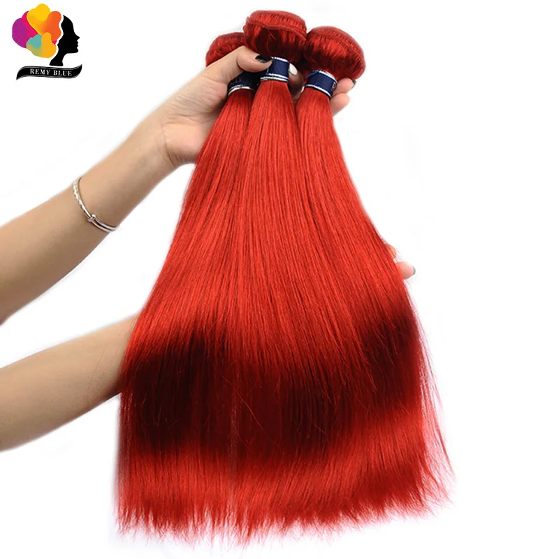 Remyblue Burgundy Bundles pelo humano indio 3 paquetes de armadura de pelo liso rojo Bold paquetes de Cabello 100% Remy grueso trama No derramamiento