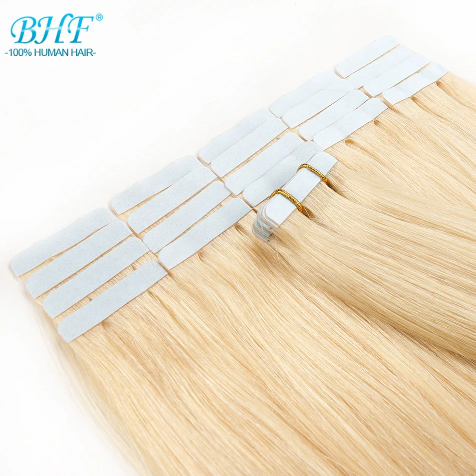 BHF Tape In Human Hair Extensions Double Drawn Tape Hair Extensions Human 20pcs Remy European Straight hair all colors