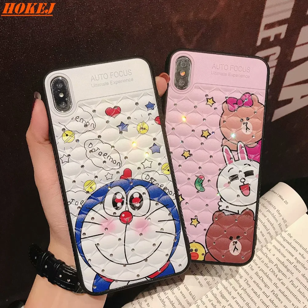 HOKEJ модный алмазный мультяшный чехол для iPhone 6 7 Plus нескользящий X XS Xs Max телефона |