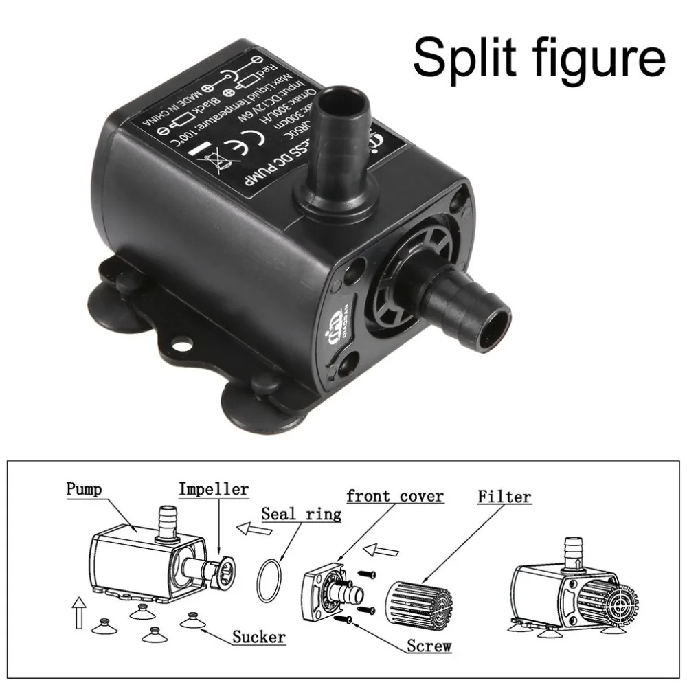 6 Вт 10 Вт Водонепроницаемый мини Бесщеточный Водяной насос постоянного тока с 5,5*2,1 мм гнездовой вилкой погружной водяной насос DC12V 300 400л/ч подъем 300 400 см