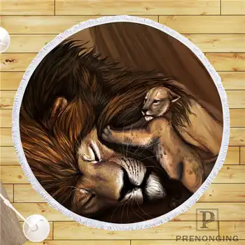 

Custom DIY Customized Microfiber Fabric lion_king (1) Round Beach Blanket Towel Printed on Demand 150cm #19-01-28-91
