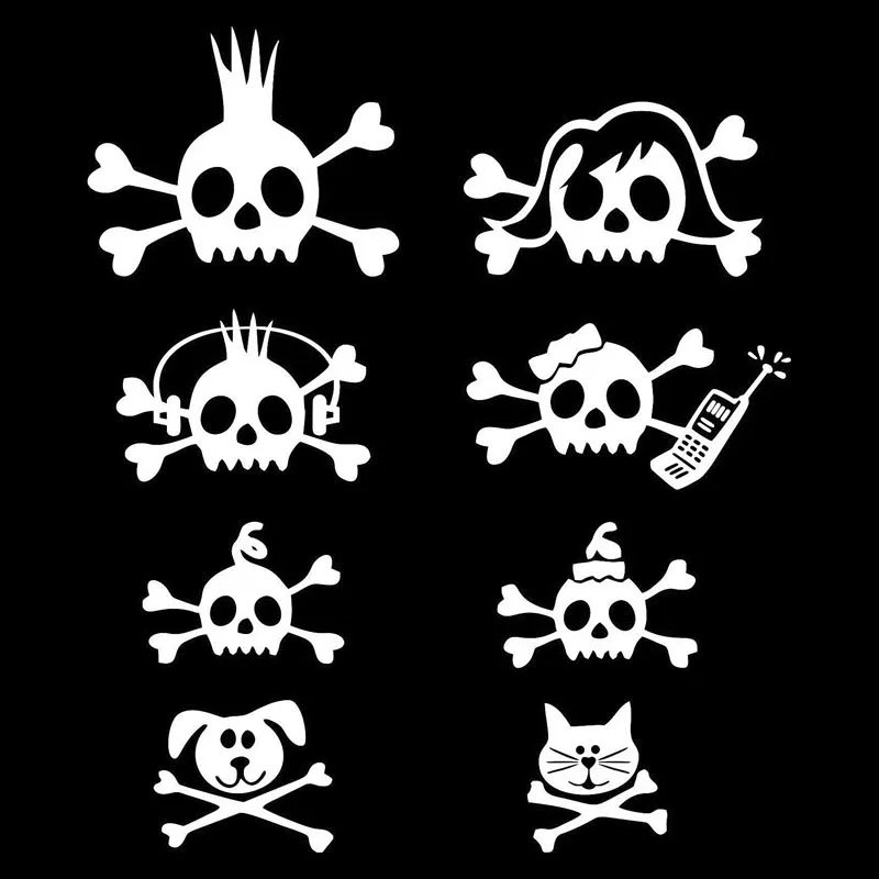 17*20CM Fraternity Skull Bone Cross Bar Rocker Family Car Sticker Vinyl Decals Covering The Body