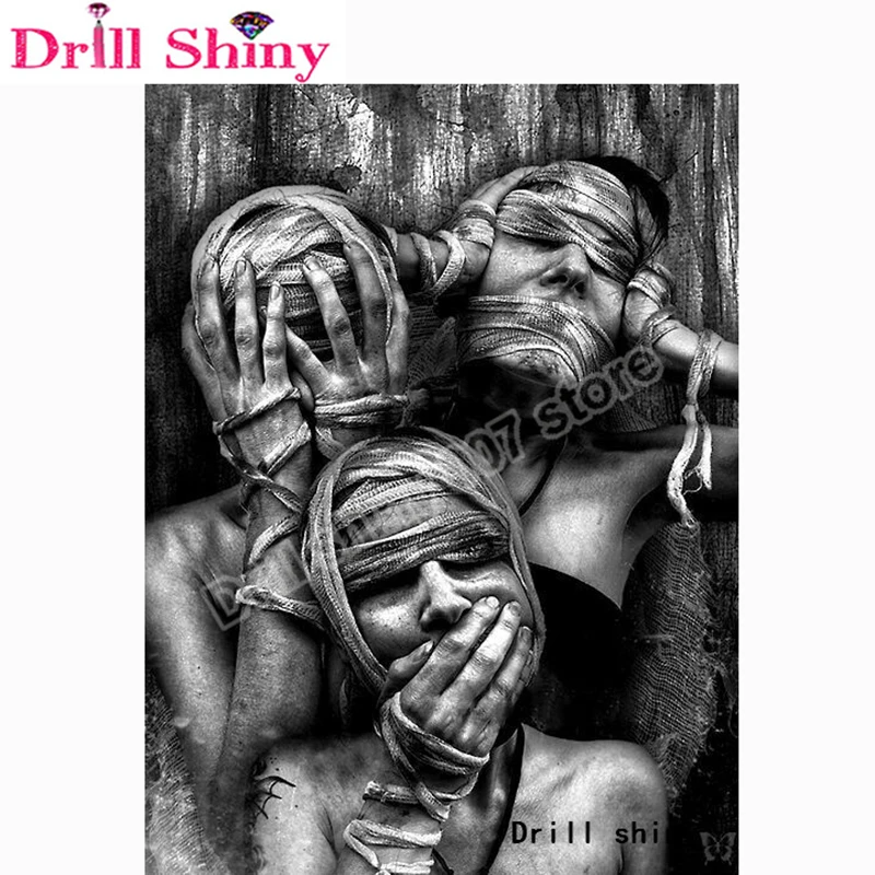 

5D DIY Full Square/Round Drill Diamond Painting 'hear speak see no evil ' Diamond Embroidery cross stitch mosaic handcraft decor