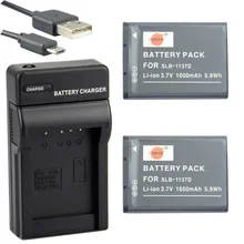 DSTE 2 шт SLB-1137D литий-ионный Батарея с USB Порты и разъёмы Зарядное устройство для samsung TL34HD i80 i100 L74 NV1 NV30 Камера