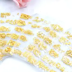 100 шт./упак. 3D пустая металлическая рамка DIY Дизайн ногтей украшения золотые заклепки аксессуары для маникюра MIix форма украшения для ногтей