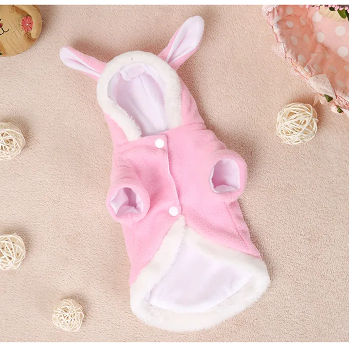 

Cute Bunny Pet Dog Warm Costume Clothes Hooded Coat Fleece Puppy Warm Outfit Clothing 2017ing