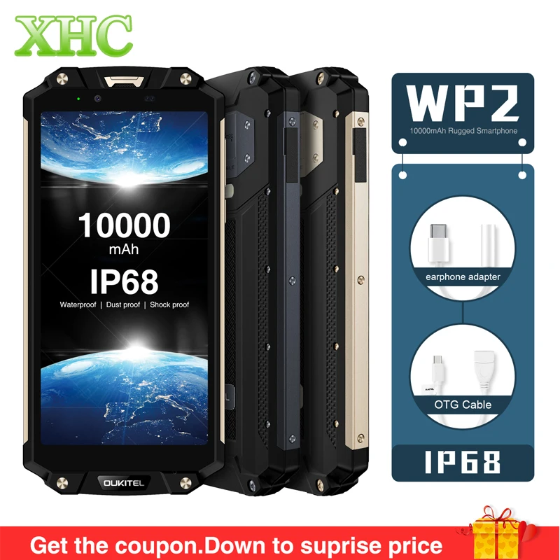 OUKITEL WP2 IP68 Водонепроницаемый мобильный телефон 4 GB 64 MT6750T Octa Core 6 0 дюйма 18:9 10000 mAh