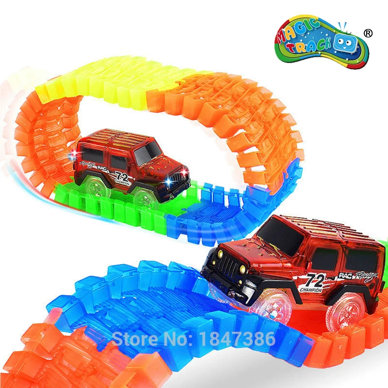 56PCS Diecast DIY Puzzle Toy LED light up race cars Roller
