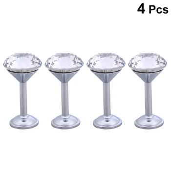 

4pcs Diamond Hooks Creative Simple Wall Mounted Hanger Hooks For Coat Hat Clothes (40mm, Silver)