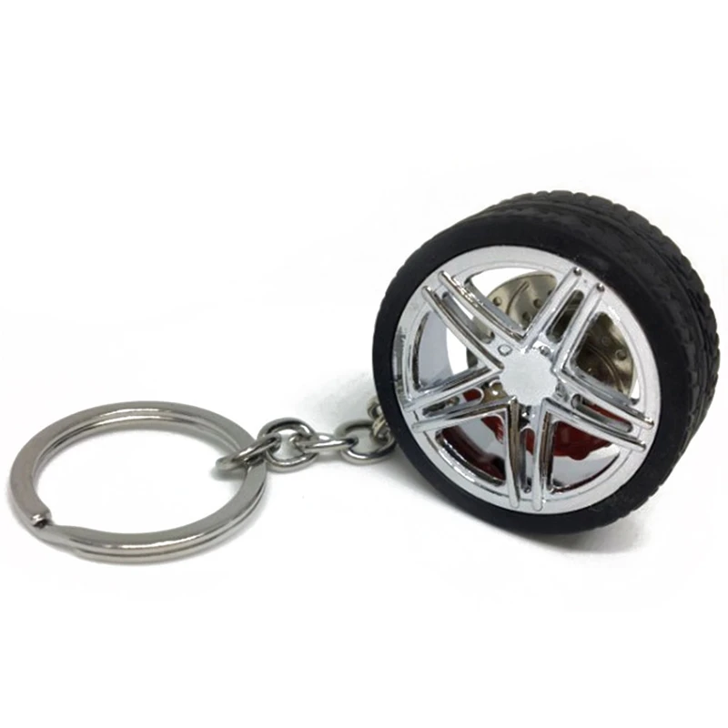 

1pc Car Wheel Keychain Key Ring Alloy With Brake Discs Auto Part Model Car Keyring Turbo Keychain