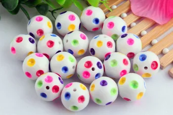 

Kwoi vita !! 50pcs/lot 20mm rainbow acrylic rainbow polka dot beads,round chunky acrylic beads for jewelry making!
