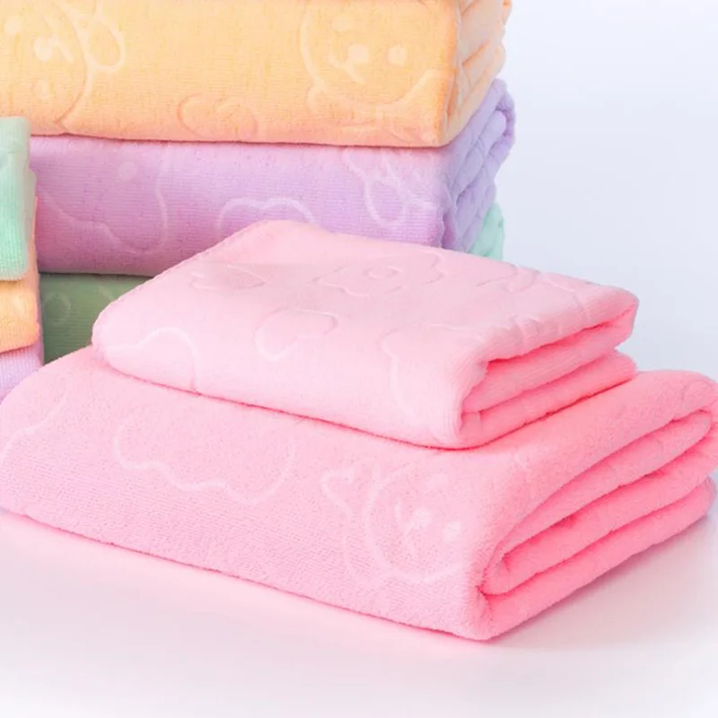 

Fiber Quick-dry Towel Bear Cartoon Microfiber Absorbent Beach Bath Towels Kitchen Clean Absorbent Towels Solid Color