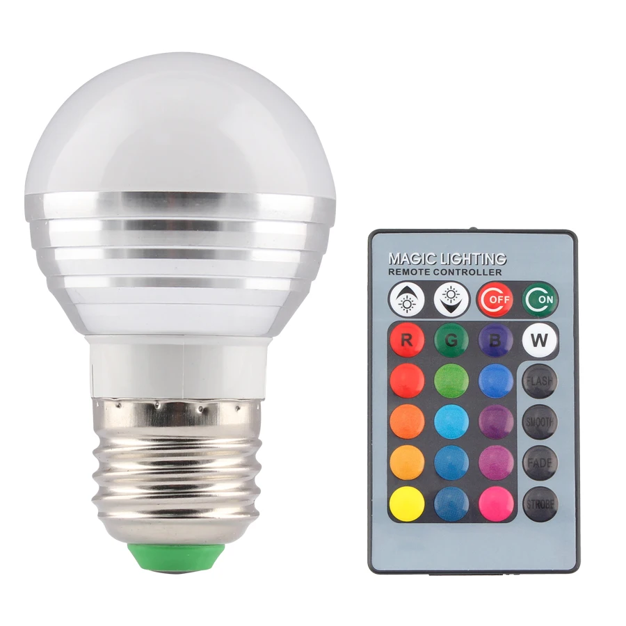 Светодиодная лампа E27/E14/RGB с 24 клавишным пультом дистанционного управления 12