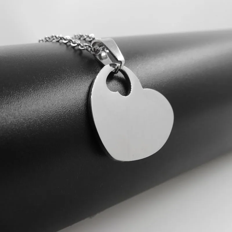 

HALAMAKA001 Blank Love Heart Necklace Pendant, Stainless Steel Double Love Necklace, DIY Logo Jewelry For Man & Women