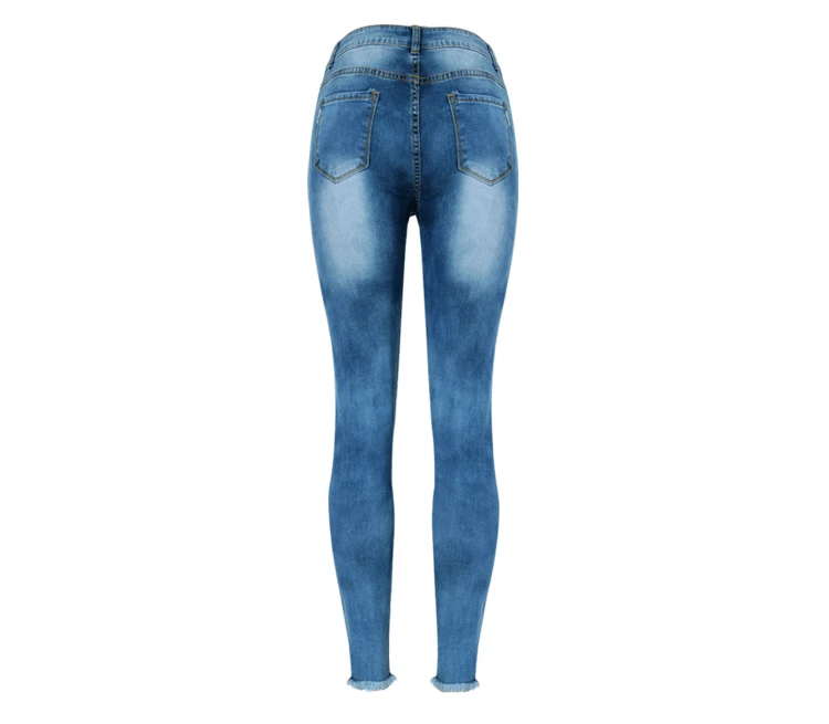 Jeans High Waist Ripped Hole Women Boyfriend Jeans Navy Blue Cotton Skinny Denim Push Up Bleached Fashion Female Jeans Femme (22)