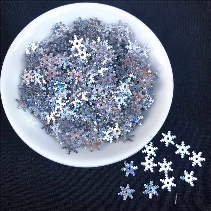 

15g/Pack 600Pcs 7mm Laser Silver Snowflake Flower Shape Sequins Paillettes Sewing Craft Nail Art, Women Garments Accessories