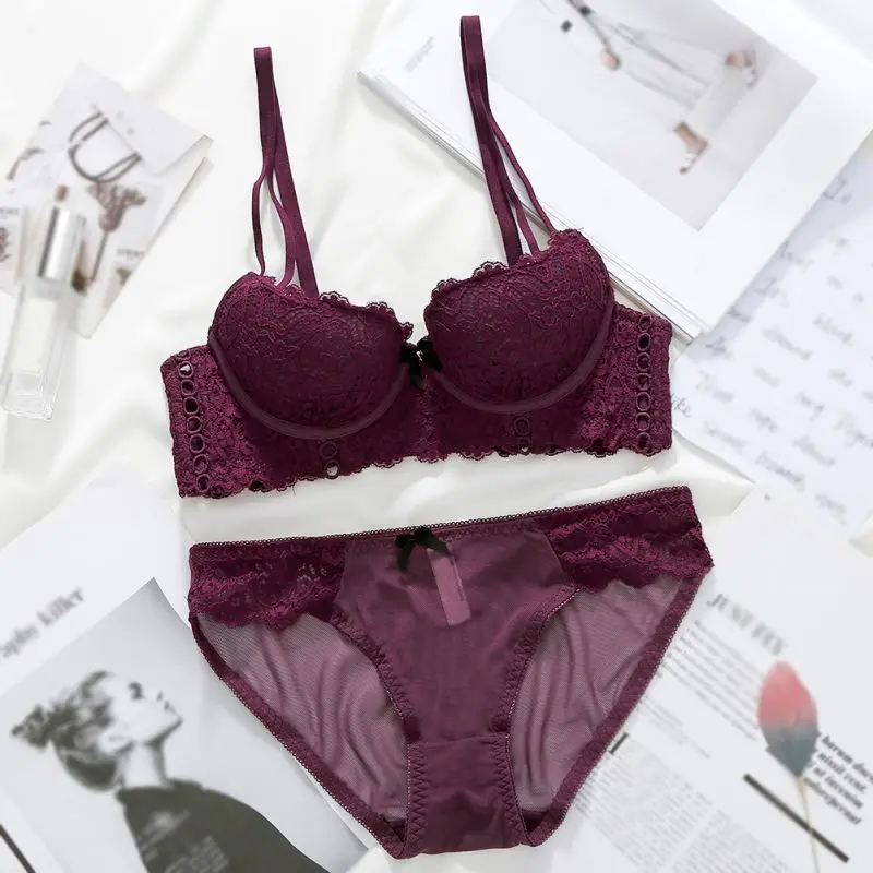 

Fashion Lace Comfortable Bras Set Women Embroidery Lingerie Underwear Women Set