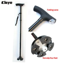 2018 Sale Cleye Professional Old Man Walking Stick Non Slip Lighted Ultralight Sturdy Alloy Foldable Cane Crutches For Elderly 