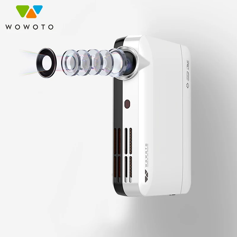 WOWOTO  mini Projector Hight Bright 3600 Android Wi-Fi Bluetooth Cost-effective 350ANSI LED Portable HD for Home 3D Cinema H8
