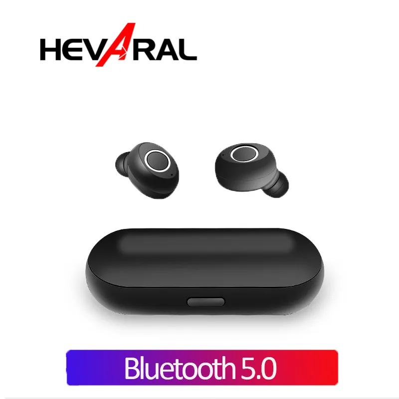 

Hevaral Bluetooth 5.0 Headset Binaural Calls Earbuds Mini Earphones with Charging Box Earphones For iphone X 8 Plus For Samsung