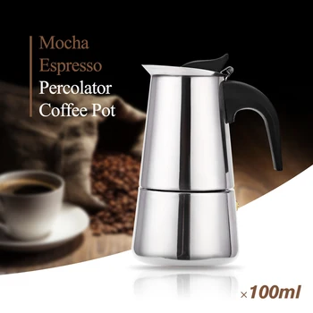 

Stainless Steel Moka Coffee Maker Mocha Espresso Latte Stovetop Filter Coffee Pot 100ML 200ML 300ML 400ML Percolator Tools Pots