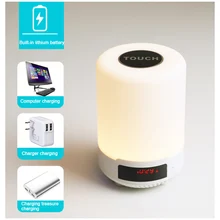 Многофункциональный Bluetooth динамик USB; разноцветная обувь с заряжаемыми через прикроватный ночник с будильником для Спальня DC156