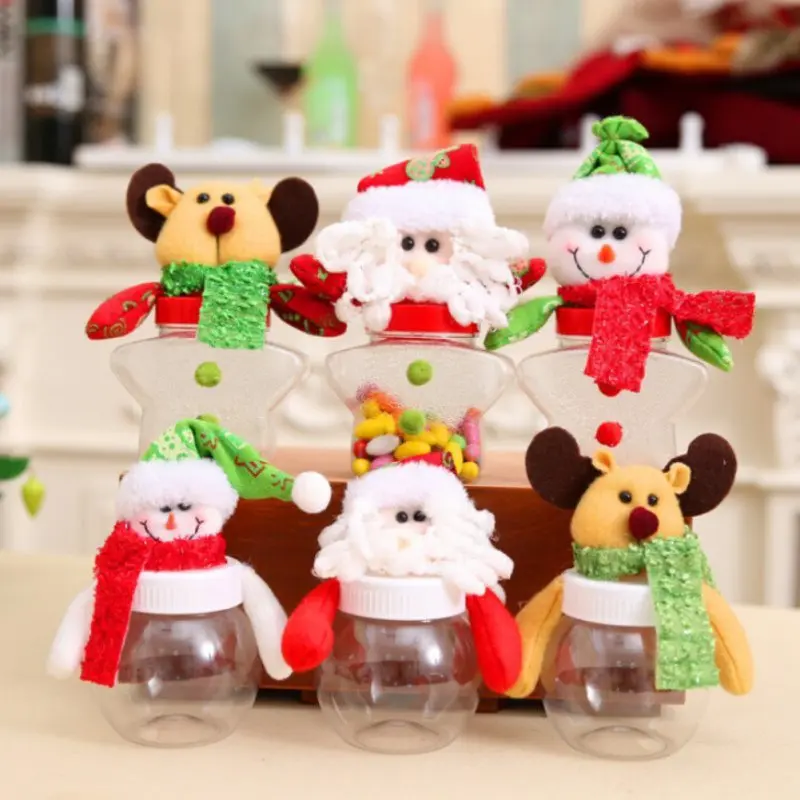 

New Christmas Candy Canvas Cloth Doll Candy Box Santa Claus Snowman Elk Cartoon Pattern Christmas Decorations For Home New Year