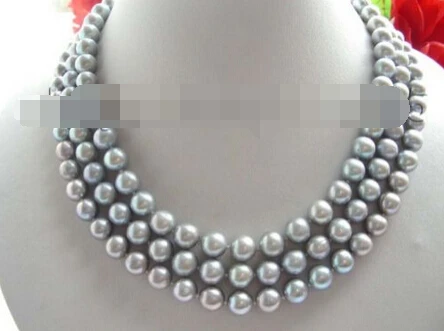 

song voge gem J0092 52" Longest Genuine Natural 9mm Gray Pearl Necklace