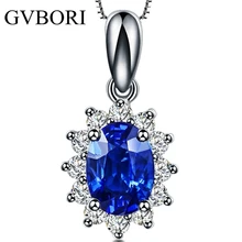 GVBORI Роскошные 0.5ct естественный голубой сапфир драгоценный камень кулон для Для женщин Свадебные Валентина подарок партии Ювелирные украшения Бриллиантовая подвеска