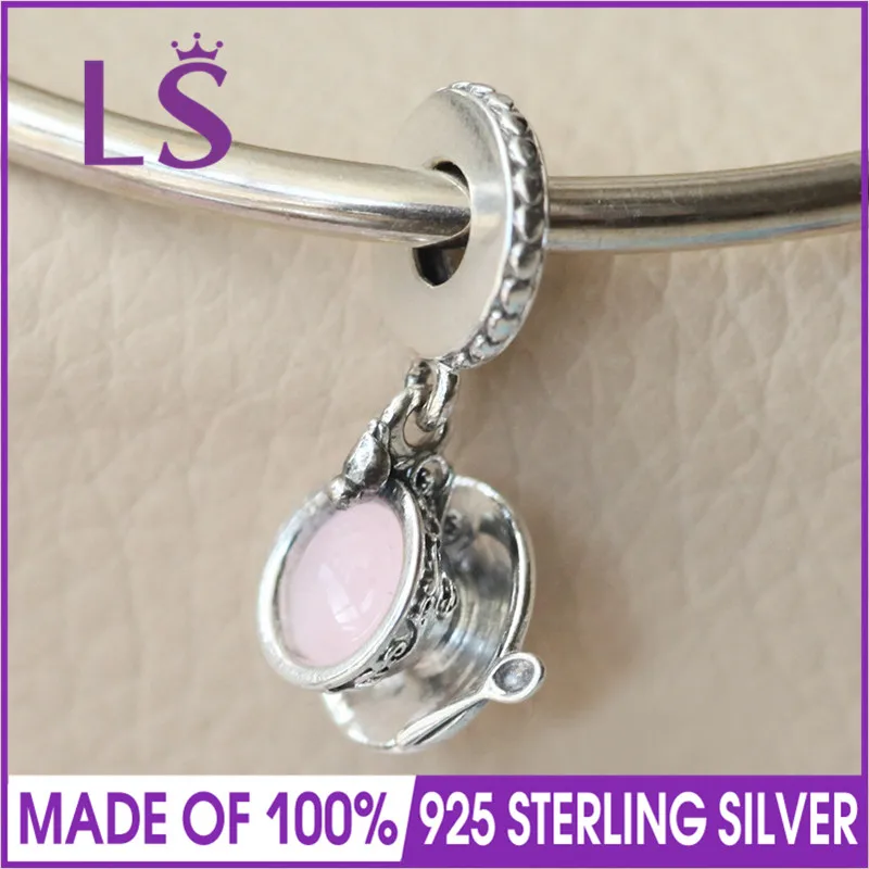 

LS 2018 New Real 925 Silver Enchanted Tea Cup Dangle Charm Fit Original Bracelets Pulseira Pingentes.Fashion Jewelry For Women.