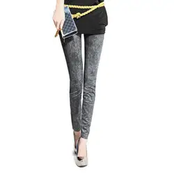 Модные тонкие женские Стрейчевые джинсы женские леггинсы повседневные узкие брюки обтягивающие эластичные леггинсы из искусственного