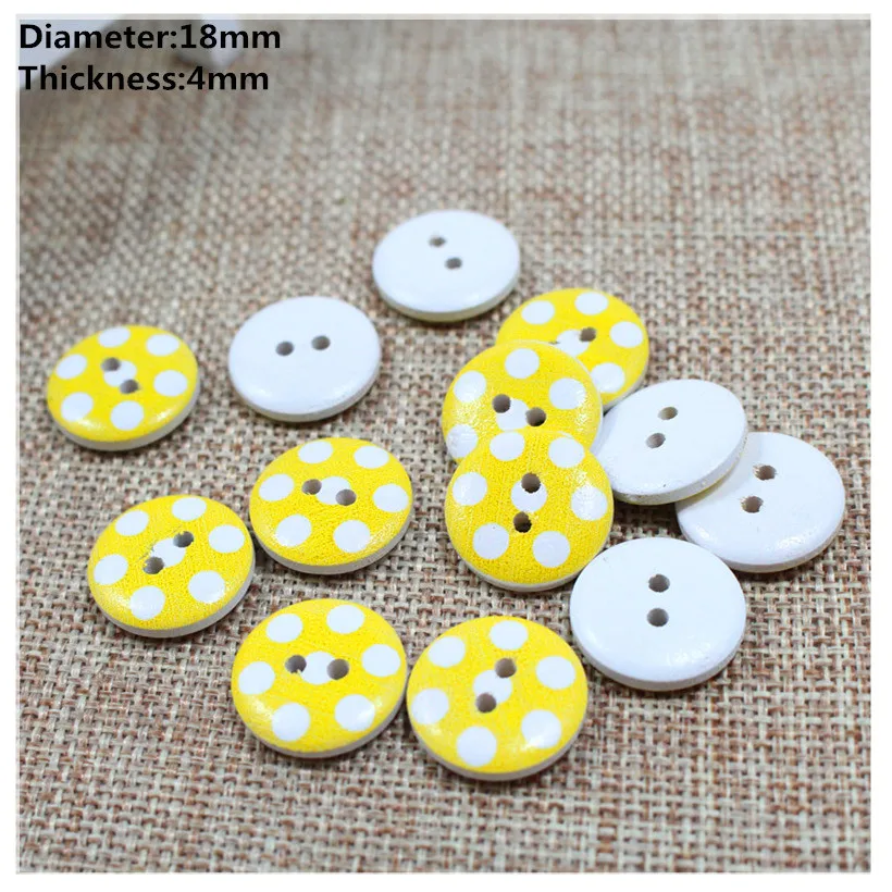 

Free shipping 100pcs 18mm Yellow spots wood buttons, button shirt DIY pillow bedding bag sewing/199